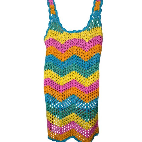 Show Me Your Mumu Tara Mini Dress XXL Sea Breeze Crochet Cover Up NWT - Picture 2 of 6
